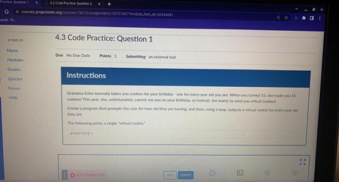 Project stem 7.4 code practice question 1