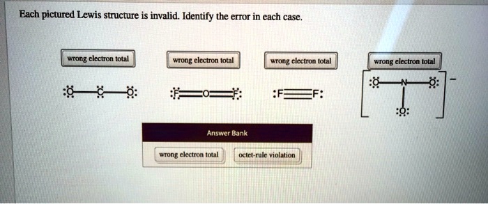 Each pictured lewis structure is invalid