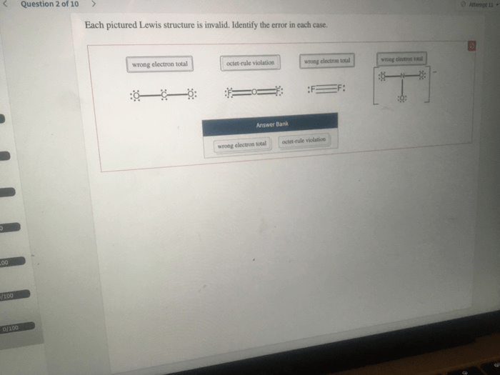 Solved pictured lewis invalid structure identify answer problem been has