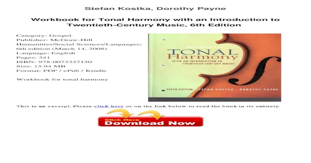 Workbook for tonal harmony pdf