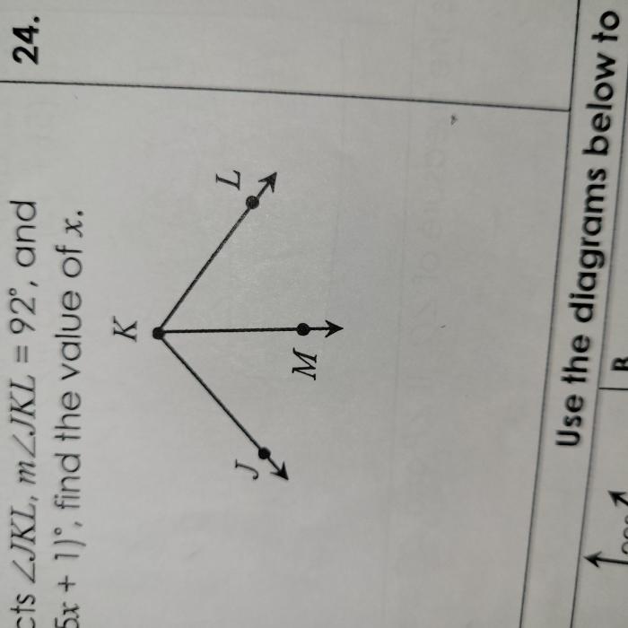 Which angle is the included angle for jl and kl