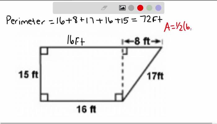 Find the perimeter and area of the polygon shown below