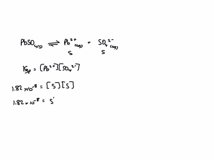 Determine the molar solubility of pbso4 in pure water