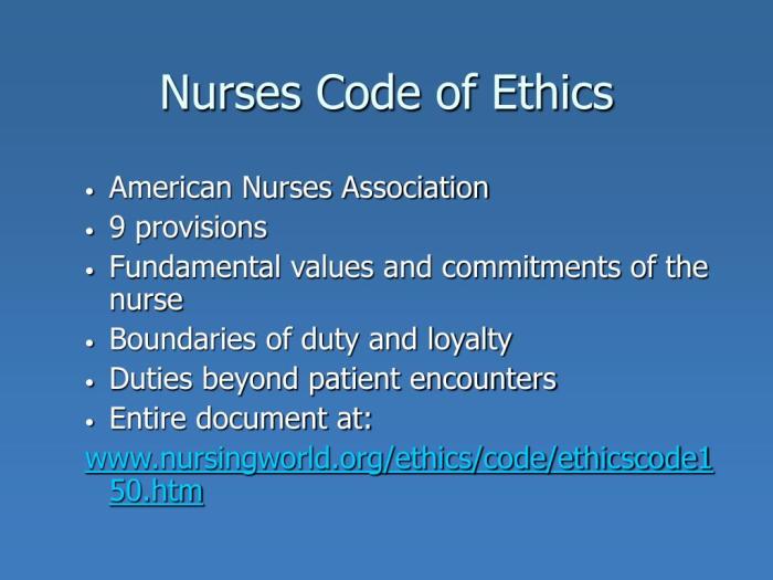 The american nurses association code of ethics is legally binding